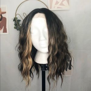 Front lace wig highlights vegan fiber